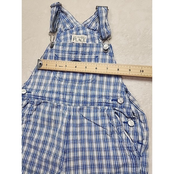 Children's Place Denim Blue/White Checkered Short Overalls Size 24 Month - Picture 4 of 7